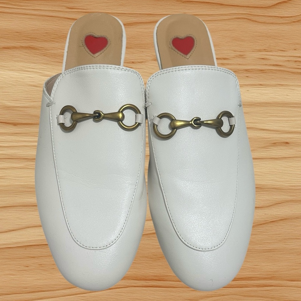 Women’s Vero Cuoio Genuine Leather White Low Heel Slip-on Mule Loafers - Size 8 - Picture 4 of 12